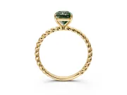 Solitaire Engagement Ring Setting for Fancy Green Radiant Cut Center with Plain Twisted Rope Band and Prong Head in Yellow Gold