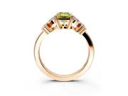 Floral Engagement Ring Setting for Fancy Yellow Emerald Cut Center with Marquise Cluster Shoulders and Prong Head in Rose Gold