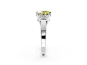 3 Stone Engagement Ring Setting for Fancy Yellow Oval Center with Matching Side Accents and Prong Head in Platinum
