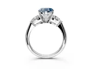 3 Stone Engagement Ring Setting for Fancy Blue Heart-Shaped Center with Large Pear-Shaped Accents and Prong Head in White Gold