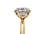 Hidden Halo Engagement Ring Setting for Asscher Cut Center with Thin Rounded Band and Prong Head in Yellow Gold