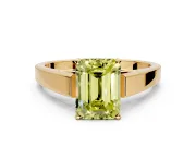 Solitaire Engagement Ring Setting for Fancy Yellow Emerald Cut Center with Tapered Split Shoulders and Prong Head in Yellow Gold