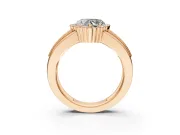Halo Engagement Ring Setting for Heart-Shaped Center with Wide Band, Inlaid Accent Row and Prong Head in Rose Gold