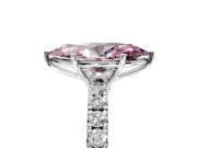 Solitaire Engagement Ring Setting for Fancy Pink Marquise Center with Large Accent Band and Prong Head in Sterling Silver