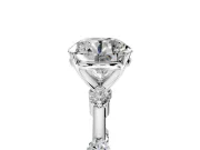 Solitaire Engagement Ring Setting for Round Cut Center with Bezel Station Band and Prong Head in Sterling Silver