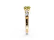 5 Stone Engagement Ring Setting for Fancy Yellow Cushion Cut Center with Graduated Accents and Prong Head in Yellow Gold