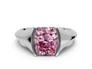 Tension Engagement Ring Setting for Fancy Pink Radiant Cut Center with Wide Tapered Band and Tension Head in Sterling Silver
