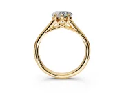 Solitaire Engagement Ring Setting for Heart-Shaped Center with Cathedral Band and Prong Head in Yellow Gold
