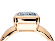 Solitaire Engagement Ring Setting for Fancy Blue Princess Cut Center with Wide Band and Bezel Head in Rose Gold