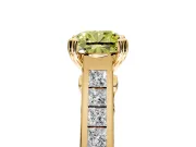 Solitaire Engagement Ring Setting for Fancy Yellow Cushion Cut Center with Channel Band and Double Claw Prong Head in Yellow Gold