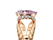 Halo Engagement Ring Setting for Fancy Pink Pear-Shaped Center with Rope Twist Split Shank and Prong Head in Rose Gold