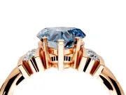 Solitaire Engagement Ring Setting for Fancy Blue Heart-Shaped Center with Grooved Bar Accent Band and Prong Head in Rose Gold
