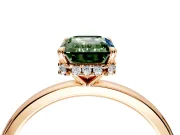 Hidden Halo Engagement Ring Setting for Fancy Green Emerald Cut Center with Plain Band and Tall Prong Head in Rose Gold