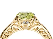 Floral Engagement Ring Setting for Fancy Yellow Cushion Cut Center with Four Accent Clusters and Prong Head in Yellow Gold