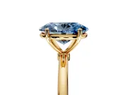 Solitaire Engagement Ring Setting for Fancy Blue Oval Center with Straight Thin Band and Prong Head in Yellow Gold