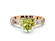 Solitaire Engagement Ring Setting for Fancy Yellow Heart-Shaped Center with Channel Baguette Band and Prong Head in Rose Gold