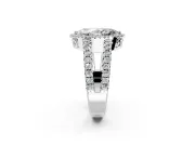 Halo Engagement Ring Setting for Marquise Center with Wide-Open Pave Split Shank and Prong Head in Sterling Silver