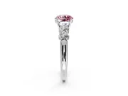 5 Stone Engagement Ring Setting for Fancy Pink Round Cut Center with Graduated Accents and Prong Head in Sterling Silver