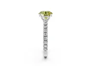 Solitaire Engagement Ring Setting for Fancy Yellow Round Cut Center with Large Accent Band and Prong Head in Platinum