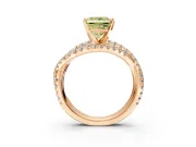 Solitaire Engagement Ring Setting for Fancy Yellow Princess Cut Center with Woven 3-Strand Pave Band and Prong Head in Rose Gold
