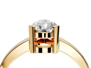 Solitaire Engagement Ring Setting for Pear-Shaped Center with Plain Band and Flat Tab Prong Head in Yellow Gold