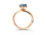 Solitaire Engagement Ring Setting for Fancy Blue Heart-Shaped Center with Wide Knife Ridge Band and Prong Head in Rose Gold