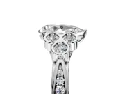 Cluster Engagement Ring Setting for Pear-Shaped Center with Bezel Accent Clusters and Prong Head in White Gold