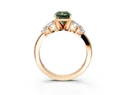 Leaf Cluster Engagement Ring Setting for Fancy Green Radiant Cut Center with Marquise Accents and Prong Head in Rose Gold