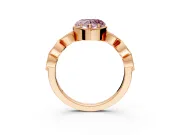 Vintage Station Engagement Ring Setting for Fancy Pink Heart-Shaped Center with Accents and Prong Head in Rose Gold
