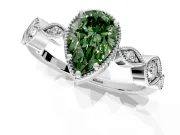 Vintage Station Engagement Ring Setting for Fancy Green Pear-Shaped Center with Accents and Prong Head in Platinum