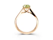 Solitaire Engagement Ring Setting for Fancy Yellow Oval Center with Cathedral Channel Band and Prong Head in Rose Gold