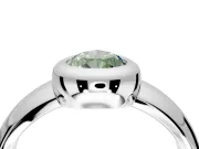 Solitaire Engagement Ring Setting for Fancy Green Pear-Shaped Center with Wide Band and Bezel Head in Platinum