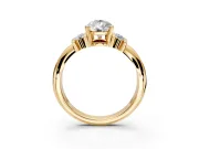 Solitaire Engagement Ring Setting for Pear-Shaped Center with Grooved Bar Accent Band and Prong Head in Yellow Gold