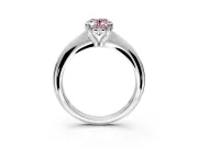 Solitaire Engagement Ring Setting for Fancy Pink Oval Center with Reverse Tapered Band and Prong Head in Sterling Silver