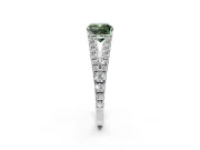 Solitaire Engagement Ring Setting for Fancy Green Cushion Cut Center with Pave Split Shank and Prong Head in Sterling Silver