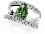 Solitaire Engagement Ring Setting for Fancy Green Pear-Shaped Center with Wide-Open Split Shank and Prong Head in Platinum