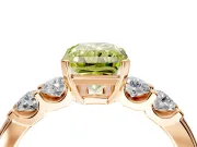 5 Stone Engagement Ring Setting for Fancy Yellow Radiant Cut Center with Plain Band and Prong Head in Rose Gold