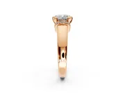 Solitaire Engagement Ring Setting for Cushion Cut Center with Wide Band, Pave Collar and Prong Head in Rose Gold