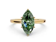 Solitaire Engagement Ring Setting for Fancy Green Marquise Center with Narrow Cathedral Band and Prong Head in Yellow Gold