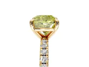 Solitaire Engagement Ring Setting for Fancy Yellow Cushion Cut Center with Fine Pave Narrow Band and Prong Head in Yellow Gold