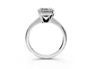 Solitaire Engagement Ring Setting for Asscher Cut Center with Knife Ridge Band and Claw Prong Head in Platinum