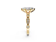 Solitaire Engagement Ring Setting for Marquise Center with Milgrain Bezel Accents and Prong Head in Yellow Gold
