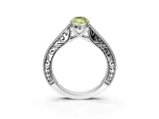 Solitaire Engagement Ring Setting for Fancy Yellow Marquise Center with Engraved Pave Band and Prong Head in Platinum
