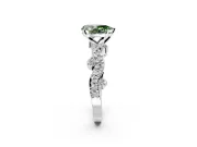 Solitaire Engagement Ring Setting for Fancy Green Pear-Shaped Center with Bar-Station Pave Twist and Prong Head in Platinum
