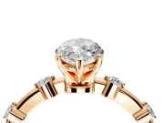 Solitaire Engagement Ring Setting for Marquise Center with Bezel Station Band and Prong Head in Rose Gold