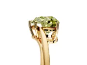 Solitaire Engagement Ring Setting for Fancy Yellow Heart-Shaped Center with Plain Bypass Twist Band and Prong Head in Yellow Gold