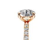Solitaire Engagement Ring Setting for Round Cut Center with Pave Accents and Prong Head in Rose Gold