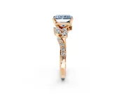 Solitaire Engagement Ring Setting for Fancy Blue Radiant Cut Center with Marquise Accent Twist Band and Prong Head in Rose Gold