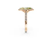 Halo Engagement Ring Setting for Fancy Yellow Marquise Center with Raised Halo, Pave Band and Prong Head in Rose Gold