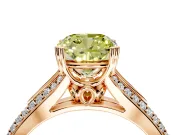 Solitaire Engagement Ring Setting for Fancy Yellow Cushion Cut Center with Pave Rail Split Shank and Prong Head in Rose Gold